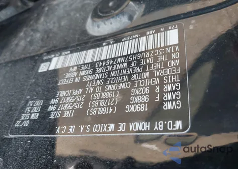 2022 Honda Hr-V Awd Ex из США, поврежденный, VIN 3CZRU6H57NM746443